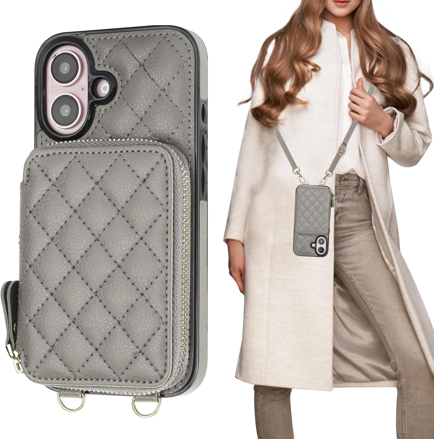 Bocasal Crossbody Wallet Case for iPhone 16 with RFID Blocking