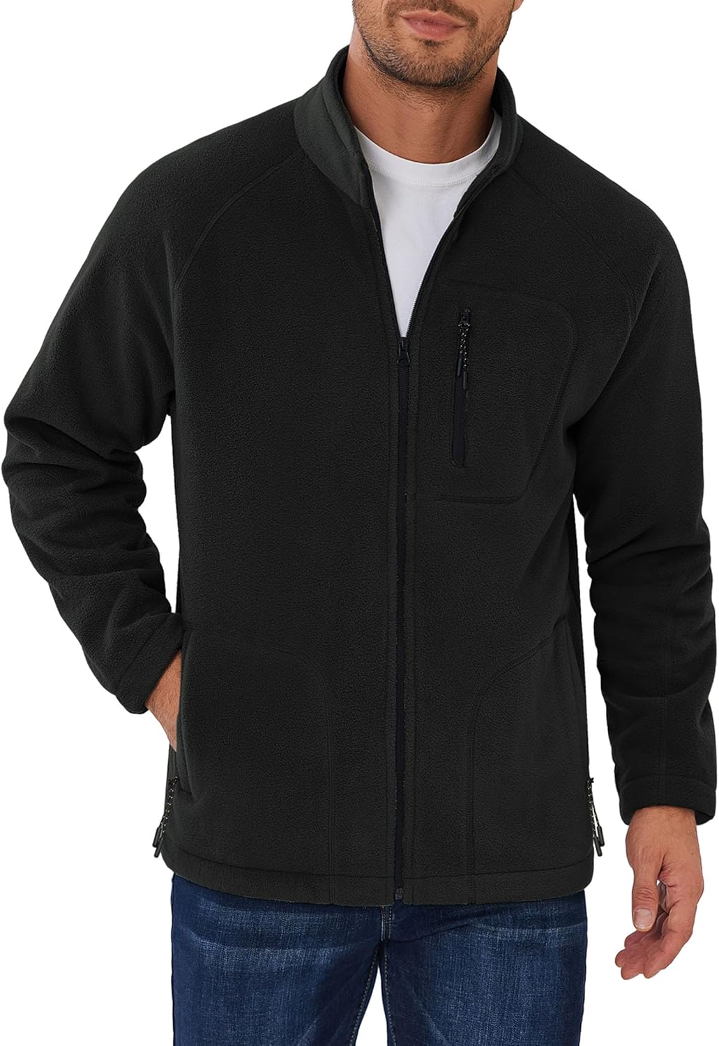 Men's Fleece Jackets Full Zip Lightweight Casual Outdoor Wear