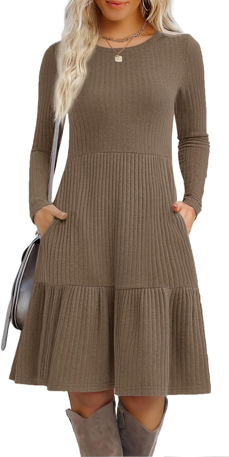 Zeagoo Womens Long Sleeve Fall Dresses with Pockets for Style