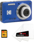 Kodak PIXPRO FZ55 Digital Camera (Blue) Bundle - 32GB & Protectors