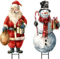 Christmas Decorations Outdoor 37in Rustic Santa and Snowman Yard