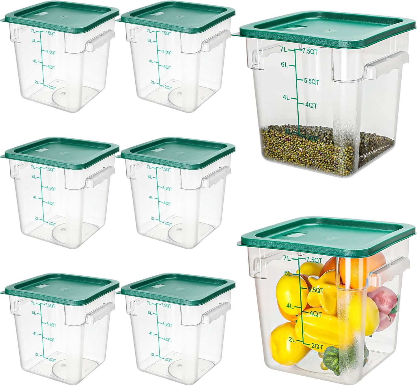 Lallisa 8 Pack 8 Qt Clear Food Storage Containers with Lids