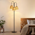 Rattan Floor Lamp 68in Boho Style with Natural Shade for Decor
