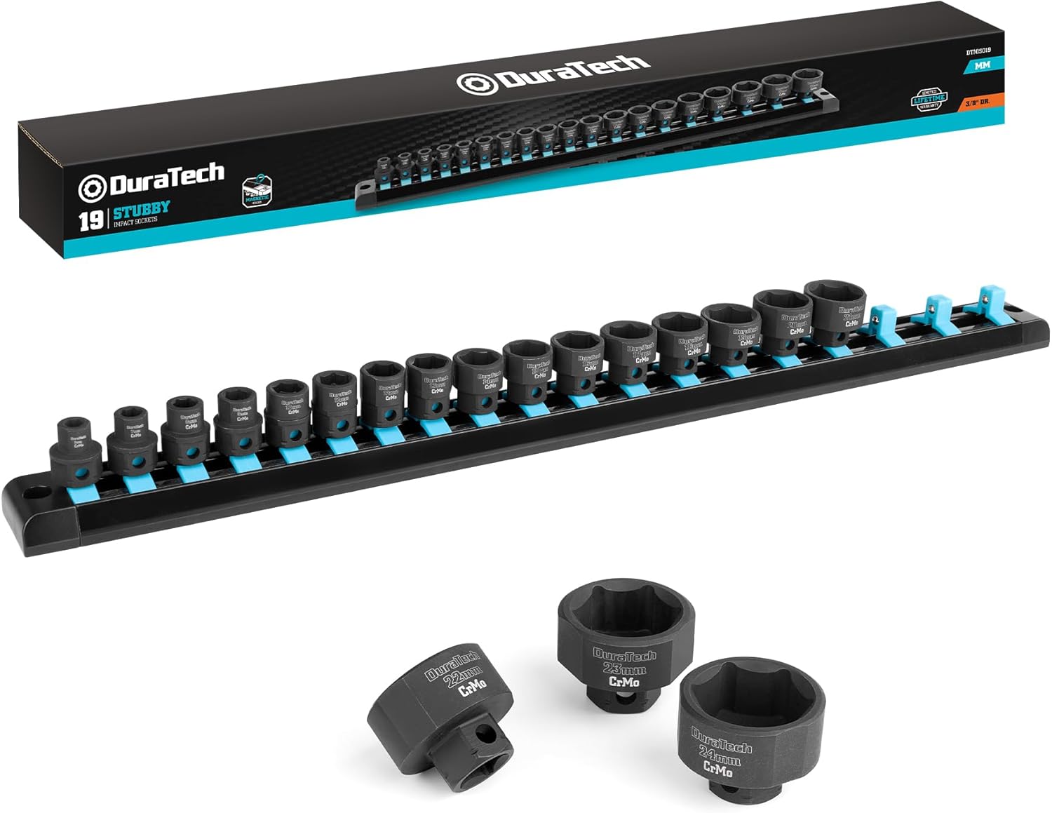 DURATECH 3/8 Drive Stubby Impact Socket Set for Tight Spaces