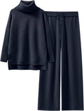 Women Two Piece Oversized Turtleneck Sweater Set - Cozy Fall Lounge be