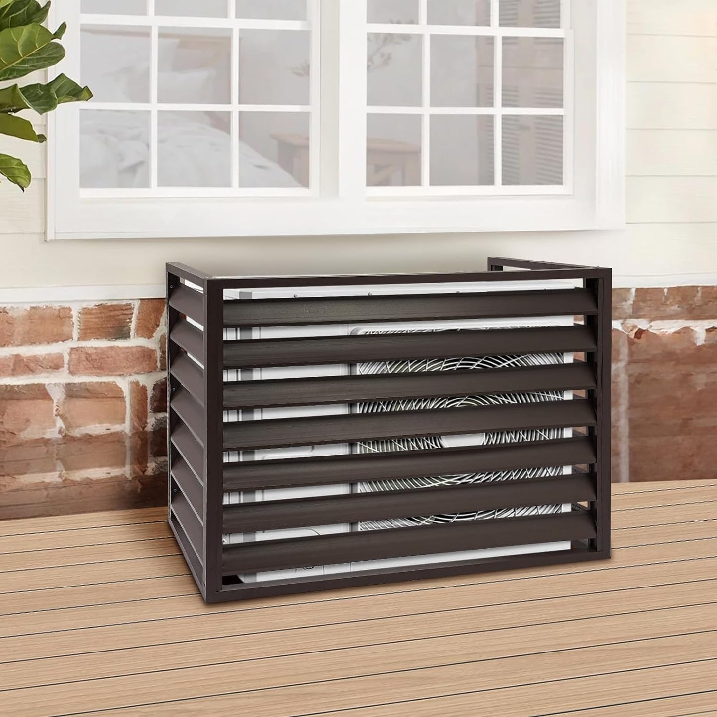 Modern Privacy Screen for AC - Aluminum Alloy, Brown