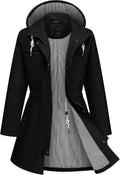 Rain Jacket Women Waterproof Long Lightweight Hooded Trench Coat
