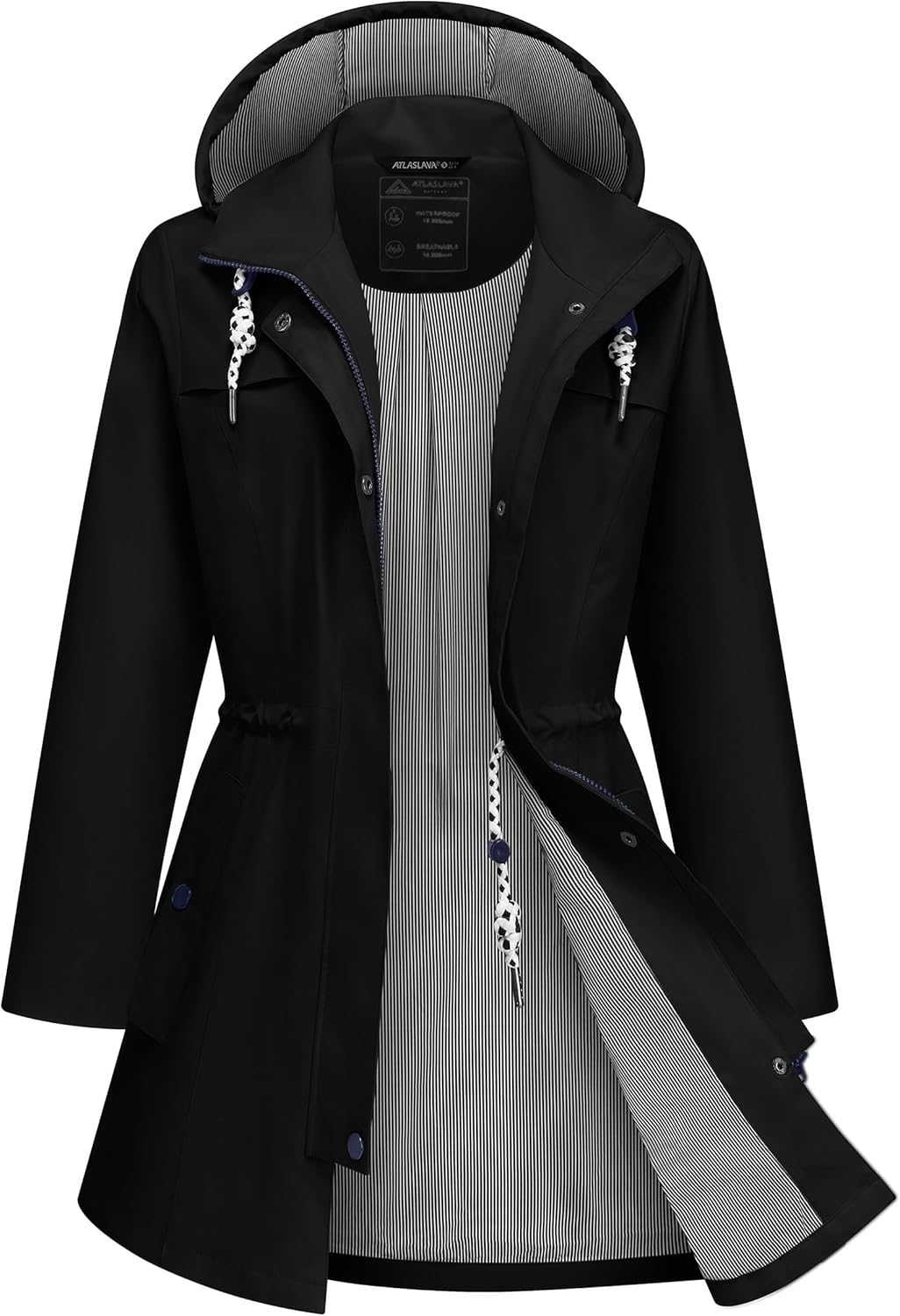 Waterproof Long Lightweight Rain Jacket for Women Outdoor Use