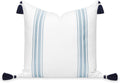 Coastal Pillow Cover 20x20 in Baby Blue Stripes - Weather Resistant