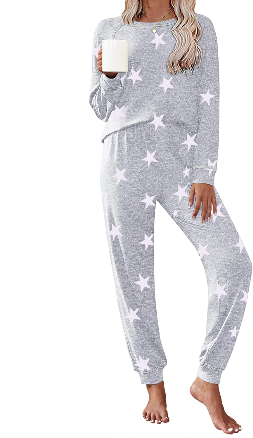 Ekouaer Pajamas Set for Women Soft Comfy Pjs Long Sleeve Sleepwear