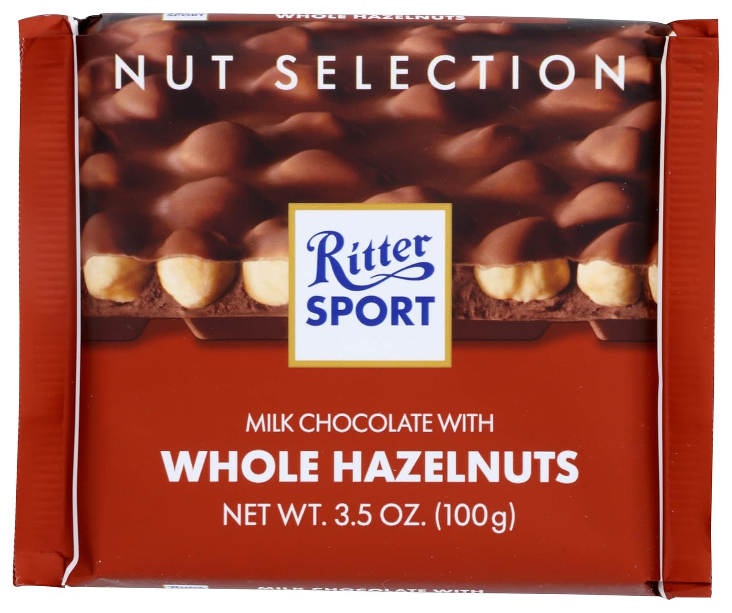 Ritter Sport Milk Chocolate With Whole Hazelnuts Bar, 10 Pack