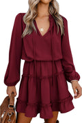 Long Sleeve Fall Dresses for Women - Flattering Tie Neck Mini