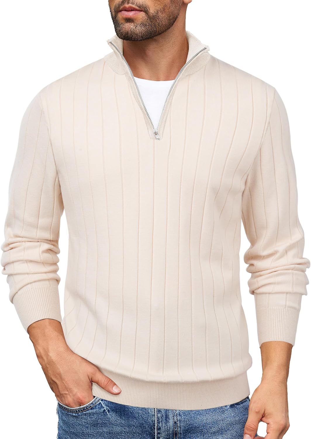 COOFANDY Men's Quarter Zip Sweaters for Stylish Comfort