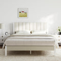 Queen Velvet Platform Bed Frame with Piano Keys Headboard - Stylish