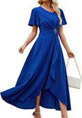 Wedding Guest Dresses for Women Have Pockets Ruffle Sleeve A-Line is