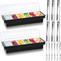 Ice Cooled Garnish Tray Condiment Caddy with 6 Compartments - Keeps