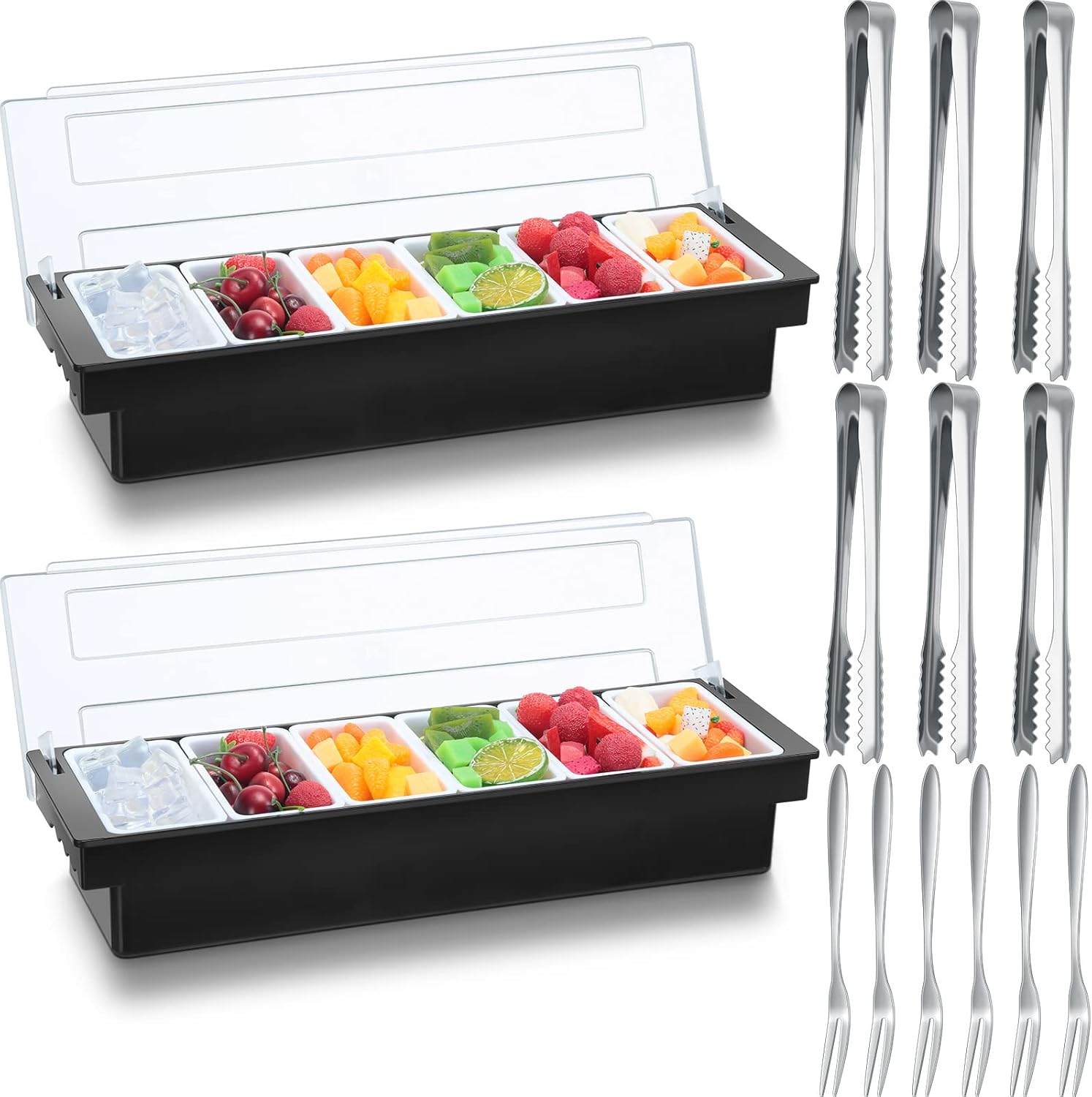 2 Ice Cooled Garnish Tray for Fresh Condiments and Fruits