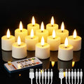 Rechargeable Tea Light Candles 12 Pack - Long Runtime, Remote Timer