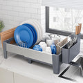 Expandable Dish Drying Rack Stainless Steel - Space Saving Counter