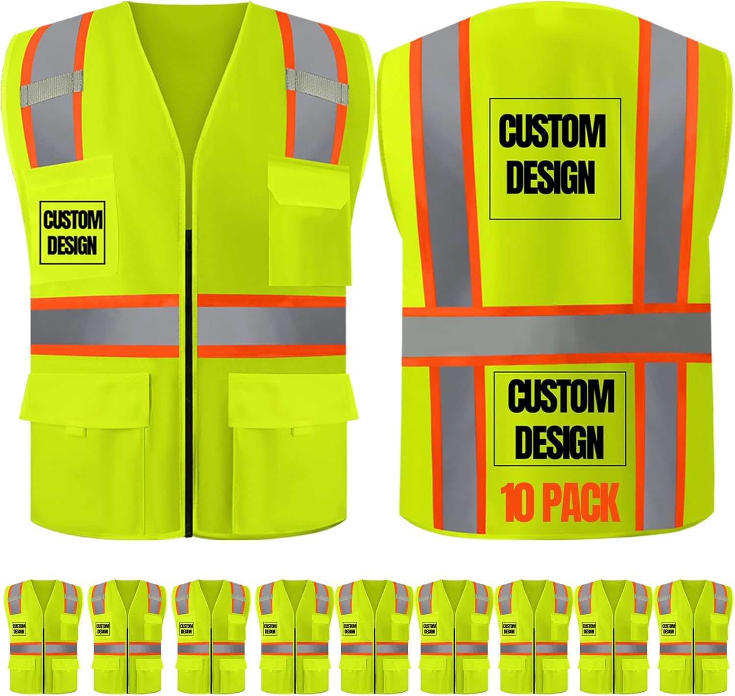 Custom Safety Vest with Logo Options for High Visibility Workwear