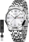 Watches for Men Business Dress Diamond Analog Quartz Date Day