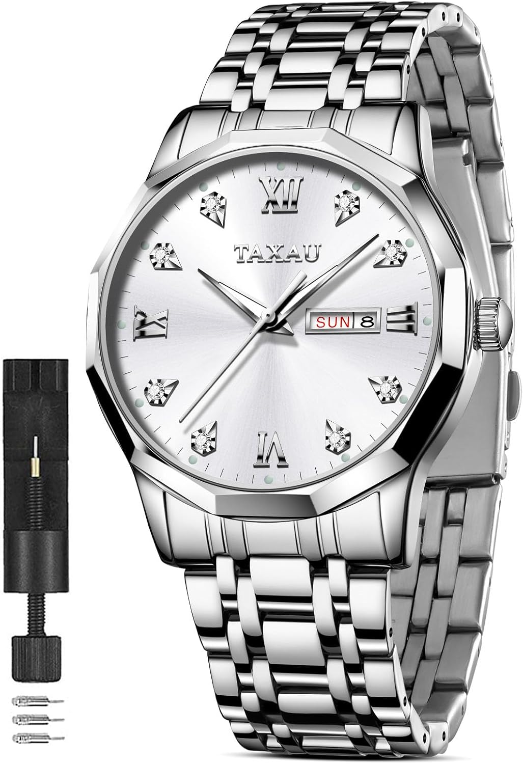 Taxau Men's Stainless Steel Diamond Watch