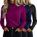 Ficerd Women's Mock Turtleneck Long Sleeve Tee - Slim Layering