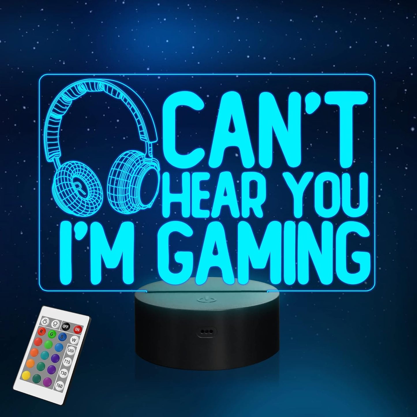 3D Gamer Night Light: 16 Colors Touch Control