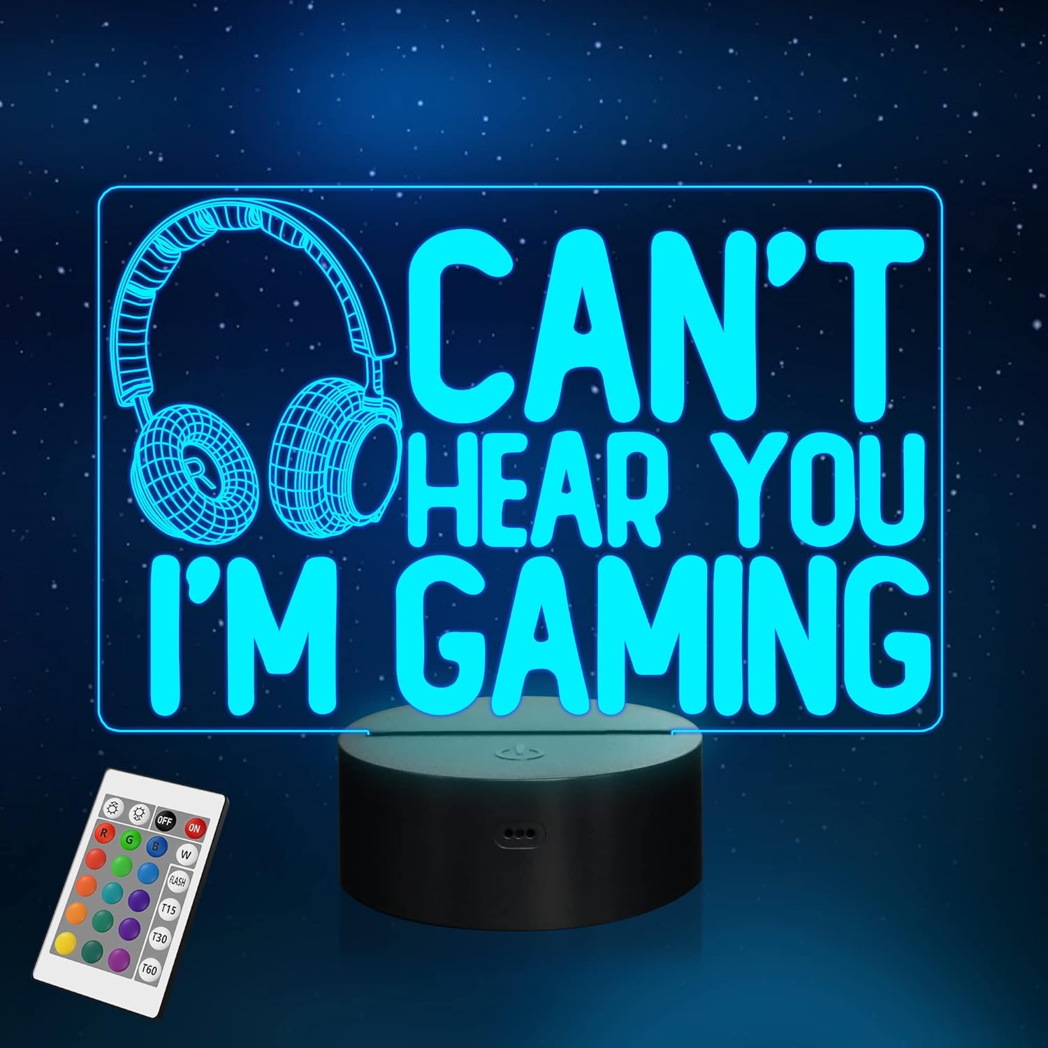 3D Gamer Night Light: 16 Colors Touch Control