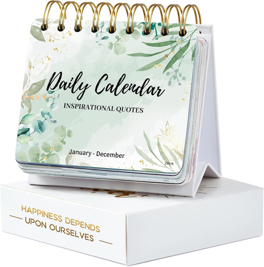 Inspirational Perpetual Desk Calendar - Daily Quotes, Office Decor