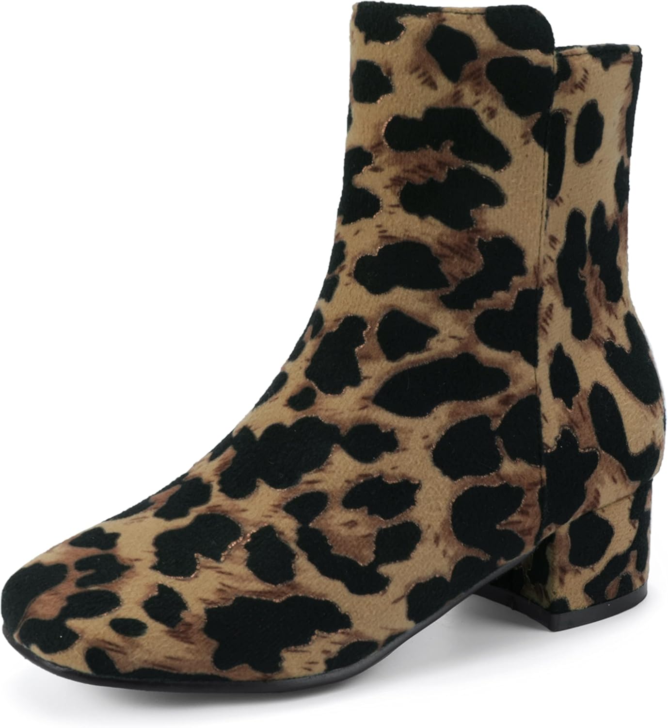 PANDANINJIA Girls Boots Fashion Square-Toe Dress Boots Low Heel