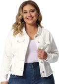 Agnes Orinda Women's Plus Size Classic Washed Front Frayed Denim