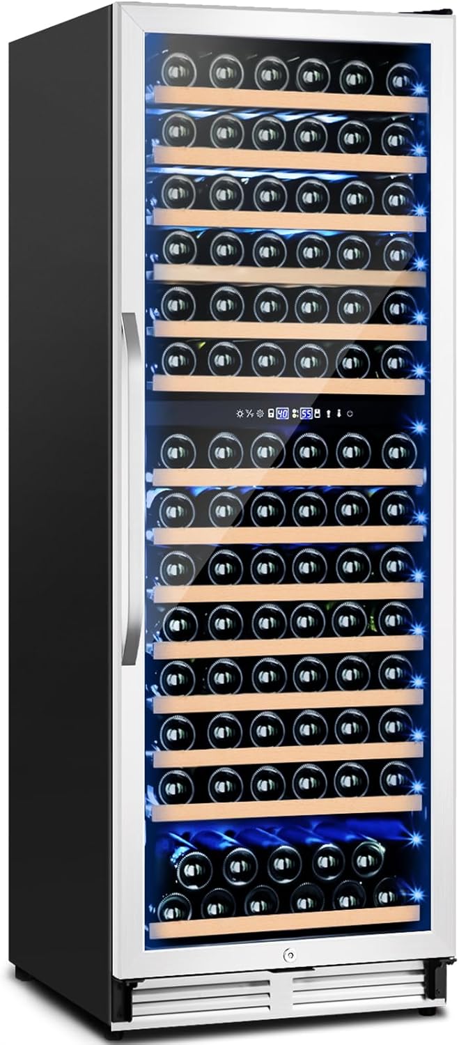 180 Bottles Wine Fridge with Dual Zone Cooling for Home Use