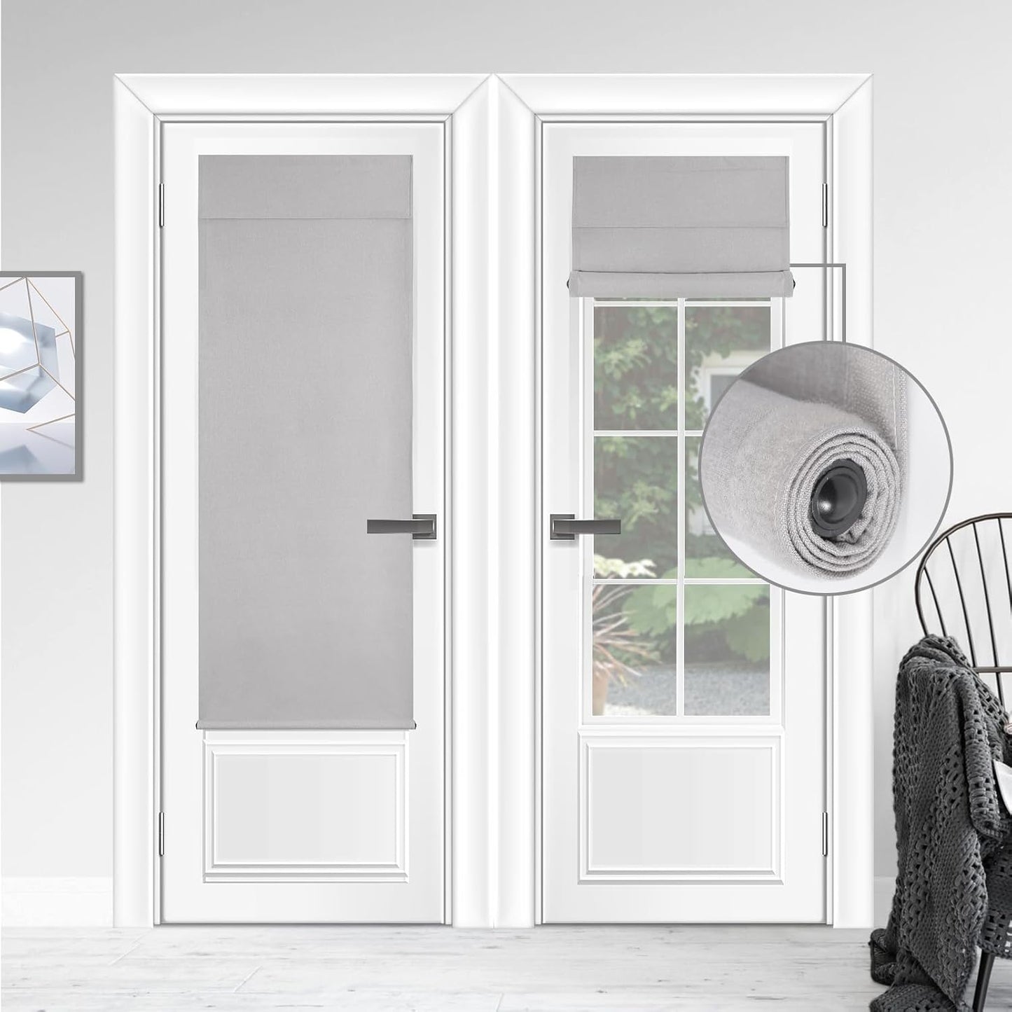 WdFour Triple Layers UV Protect Light Block Door Curtains