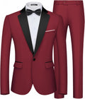 WULFUL Men's 2 Piece Slim Fit Suit Set One Button Blazer Pants