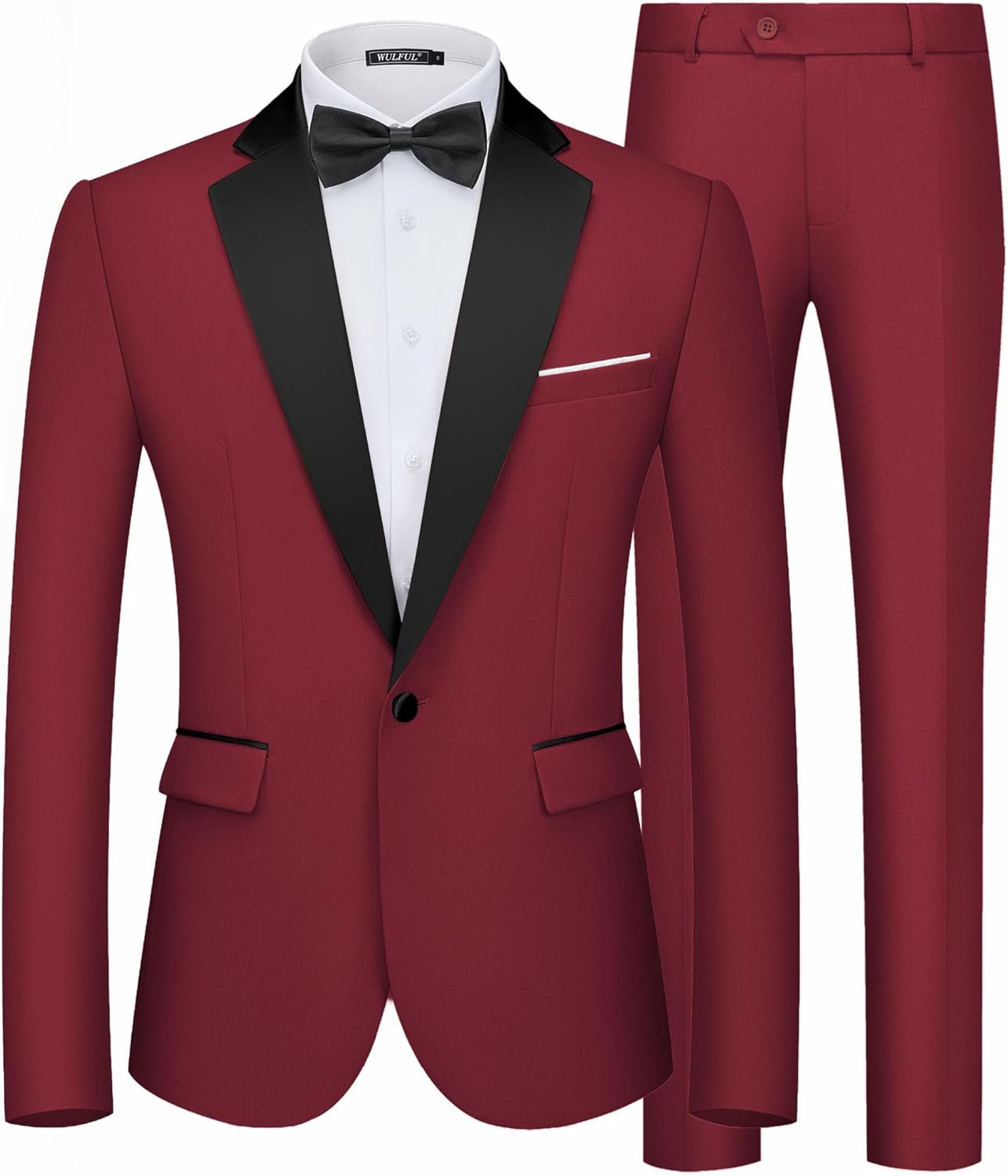 WULFUL Men's Slim Fit Suit Set for Prom, Wedding, Business Events
