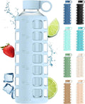 40oz Ice Blue Borosilicate Glass Water Bottle with Markers - Track