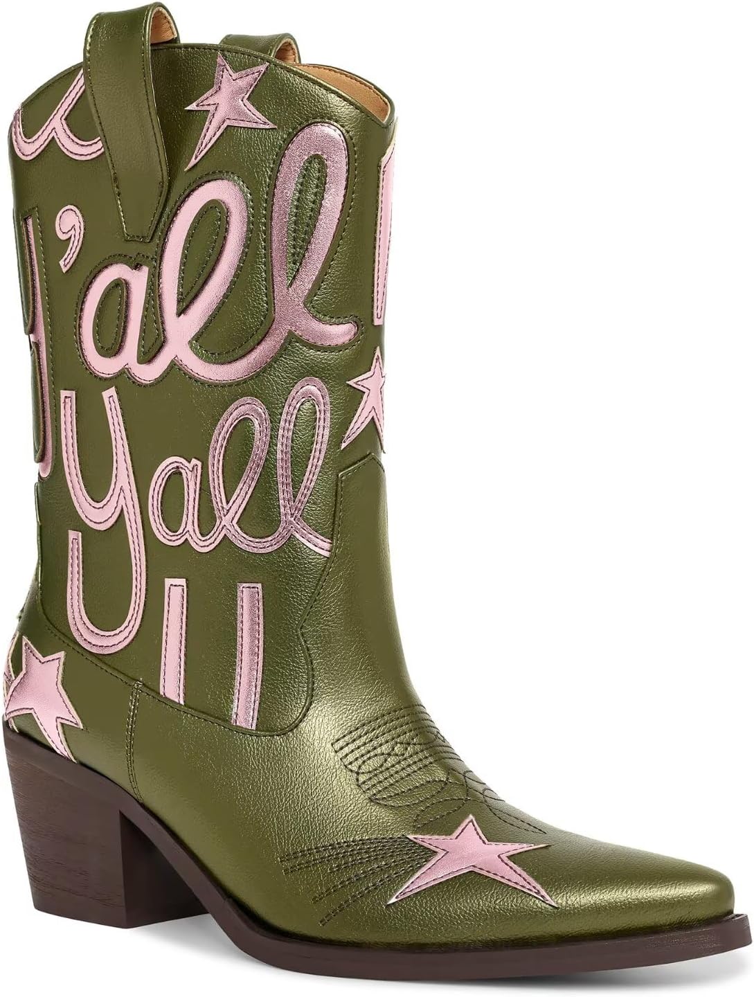 Metallic Cowboy Boots for Women with Stylish Embroidery Design