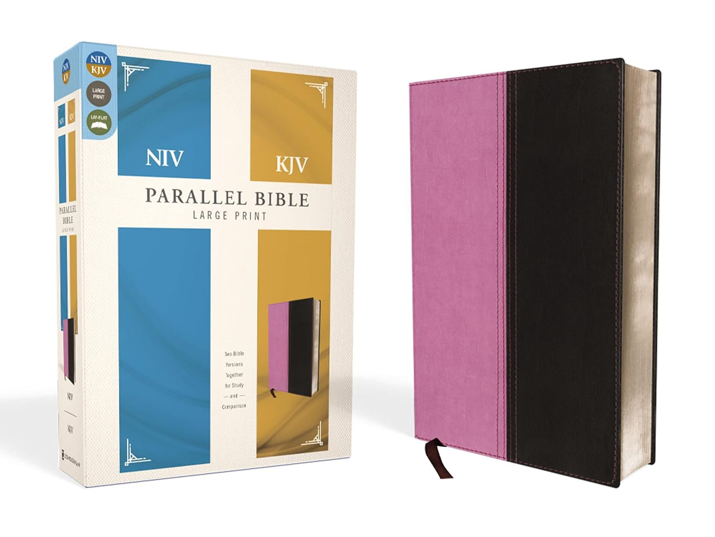 NIV KJV Parallel Bible Large Print Leathersoft Pink Brown Review