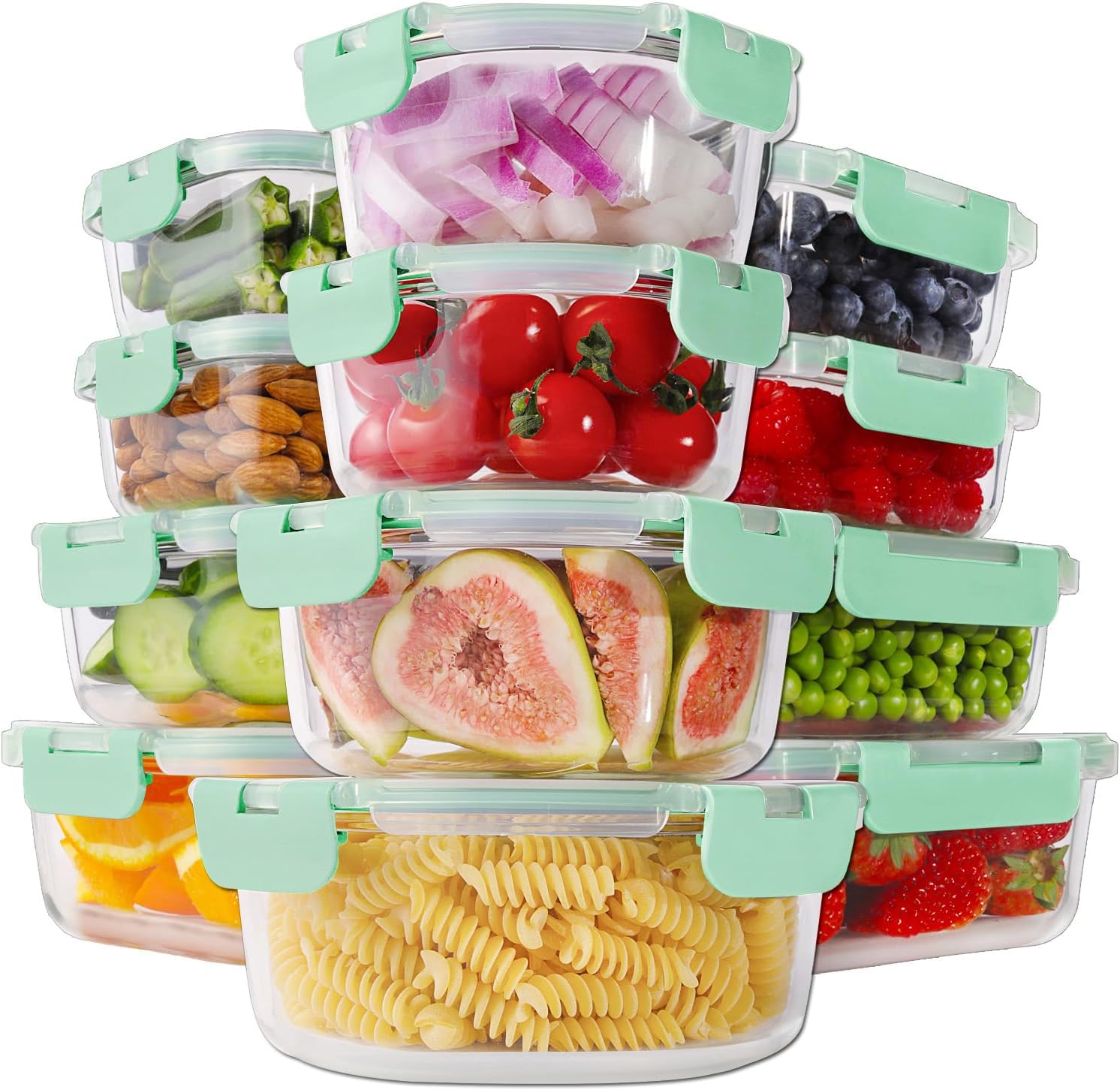 HOMBERKING 24pc Glass Food Storage Containers for Meal Prep
