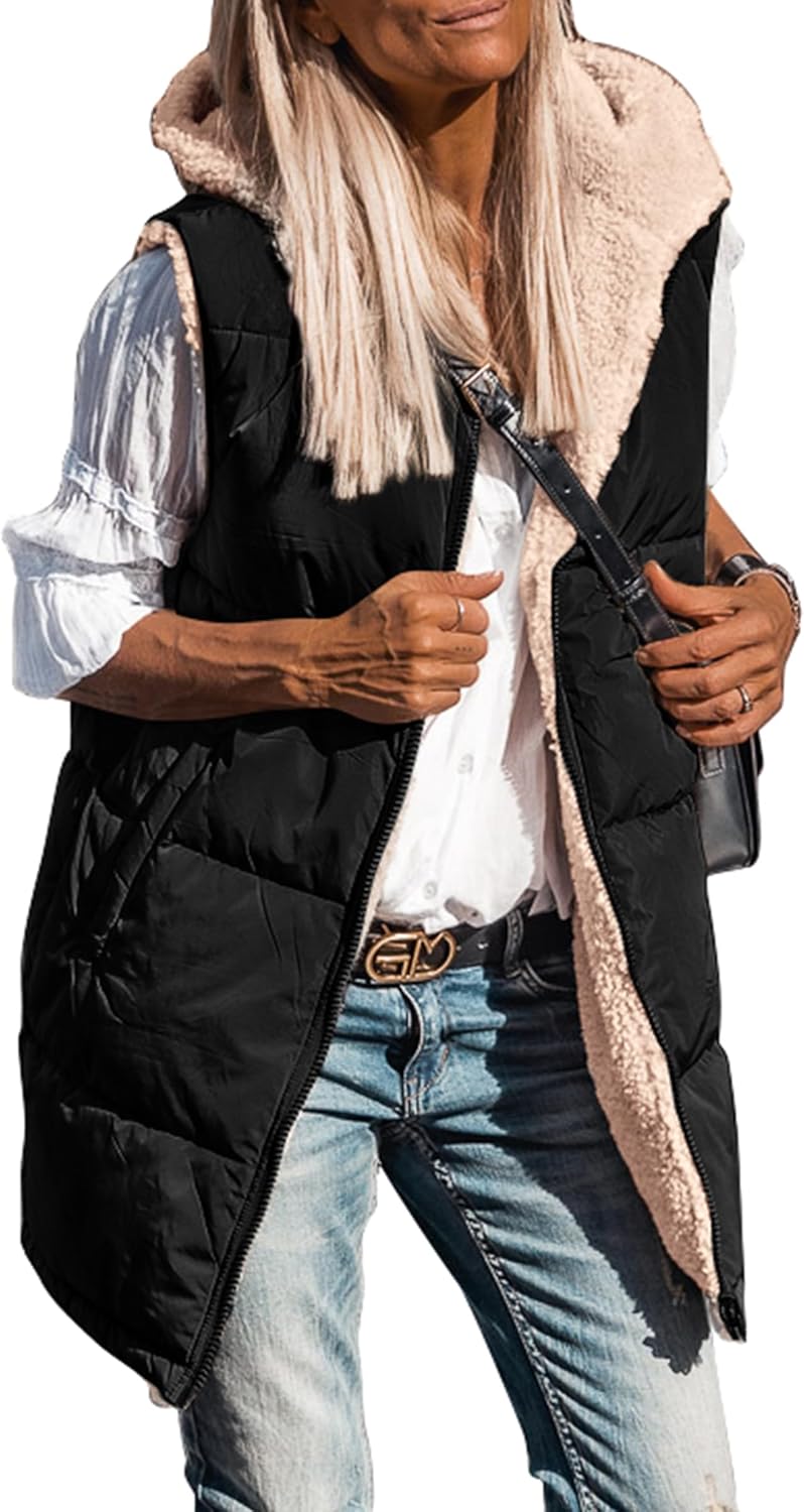 PRETTYGARDEN Womens Reversible Vests for Stylish Fall Wear