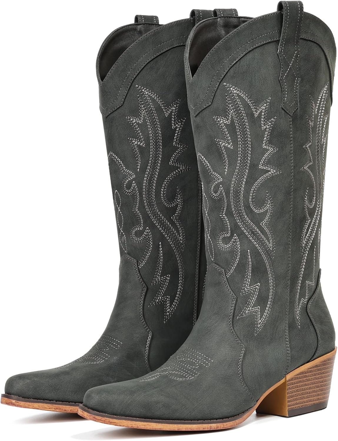 IUV Cowboy Boots for Women with Chunky Heel and Snip Toe