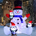 7ft Inflatable Christmas Snowman with Penguins - Lighted Holiday Lawn