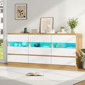 Modern 9-Drawer Dresser with Charging Station, LED Lights & Deep Storage