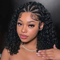 Curly Bob Wig Human Hair 13x4 HD Lace Front - Short Wet & Wavy 14in