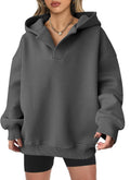 Womens Oversized V Neck Hoodie Sweatshirt - Cozy Y2K Pullover