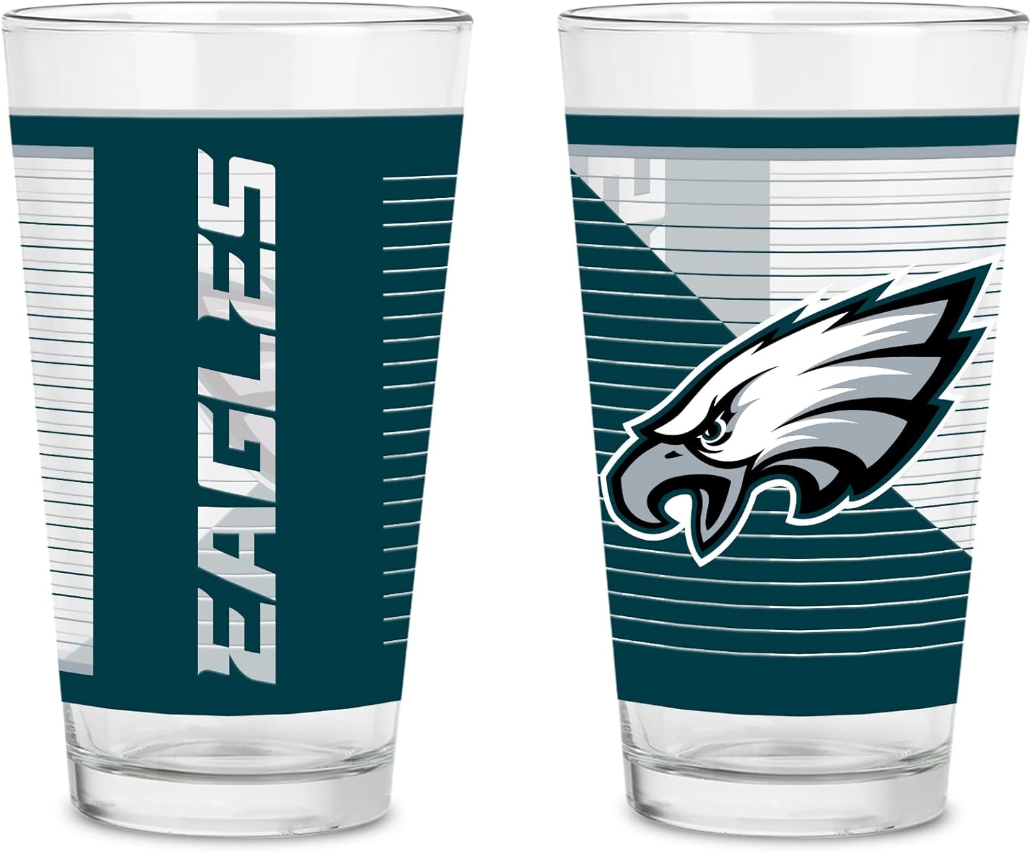 NFL Football Pint Glass Set of 2 with Digitally Printed Logo