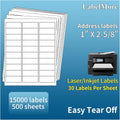 LabelMore Mailing Address Labels 1 in x 2-5/8 in - 15000 Sheets Pack