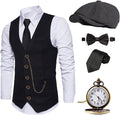 1920s Mens Fedora Hat and Gatsby Vest Costume Set - Classic Look