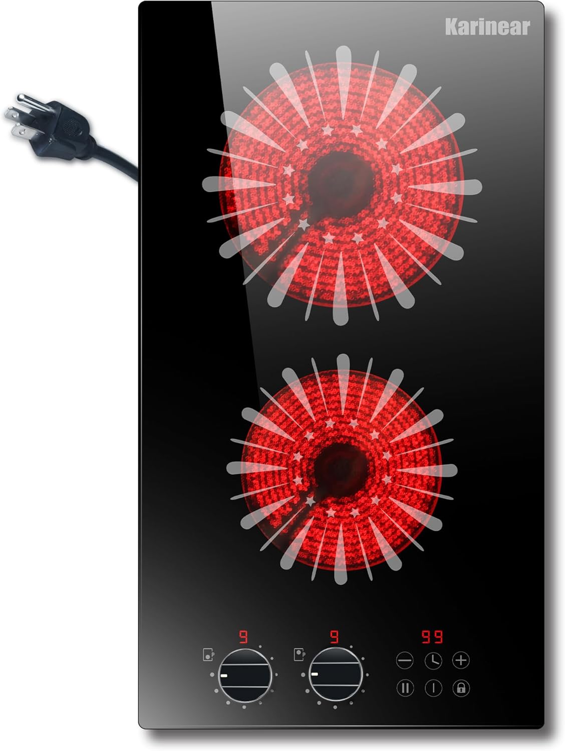 Karinear 110V Electric Cooktop 2 Burners for Modern Kitchens